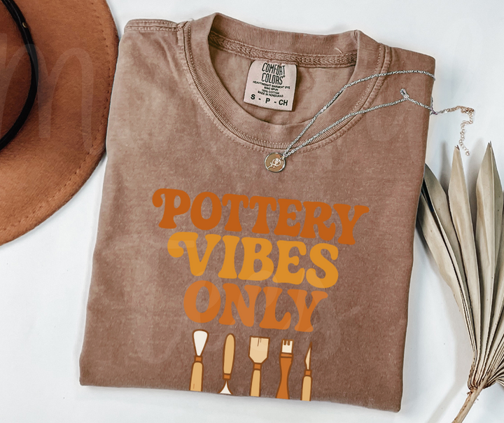 "Pottery Vibes Only" Funny Design Pottery Clay Hobby Inspired Unisex heavyweight t-shirt
