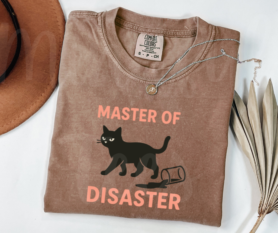 "Master Of Disaster" Sarcastic Cat Design Unisex heavyweight t-shirt