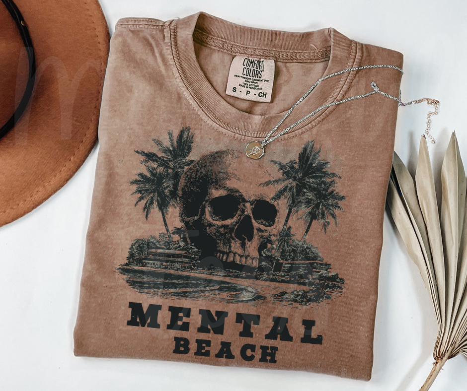 "Mental Beach" Sarcastic Design Unisex heavyweight t-shirt