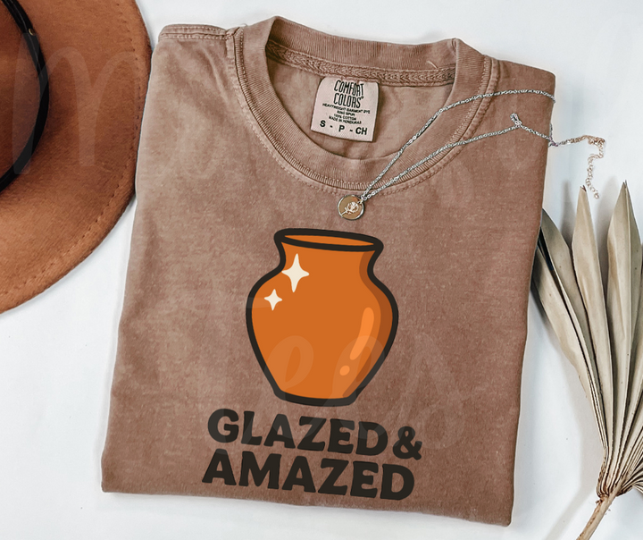"Glazed & Amazed" Funny Design Pottery Clay Hobby Inspired Unisex heavyweight t-shirt