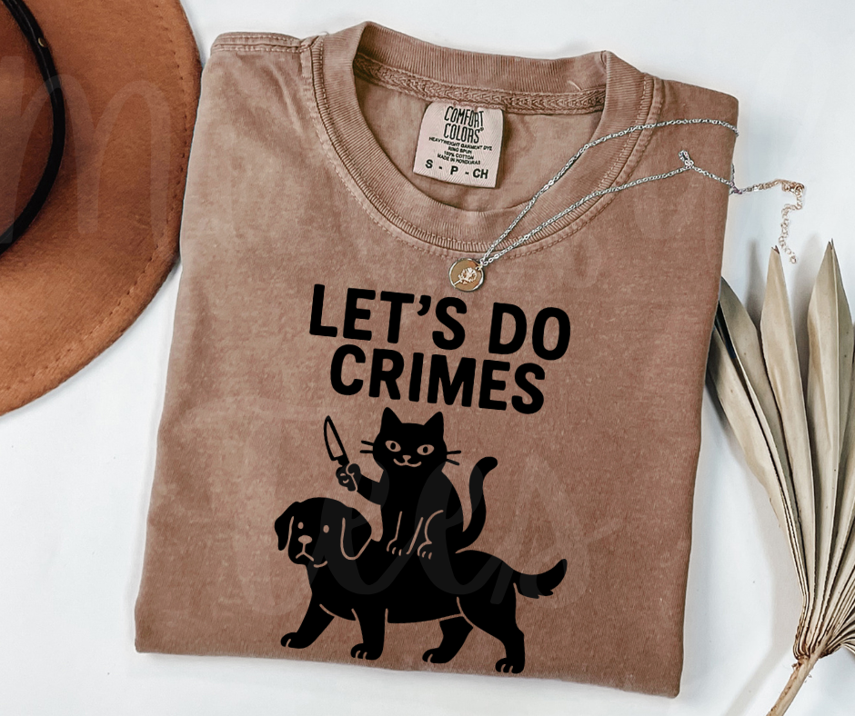 "Let's Do Crimes" Sarcastic Cat Design Unisex heavyweight t-shirt