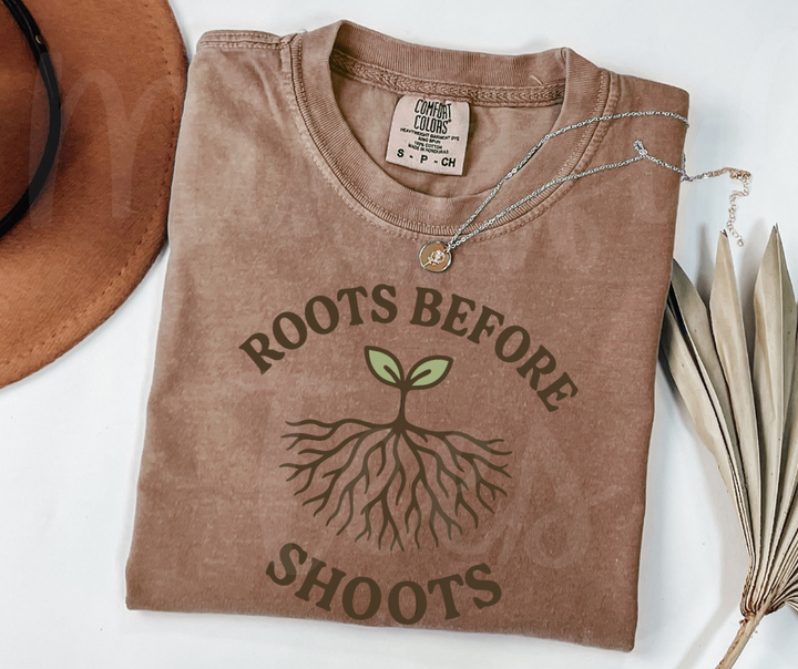 "Roots Before Shoots" Funny Plant Lover Tee Design Unisex heavyweight t-shirt
