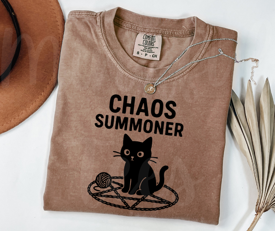 "Chaos Summoner" Sarcastic Cat Design Unisex heavyweight t-shirt
