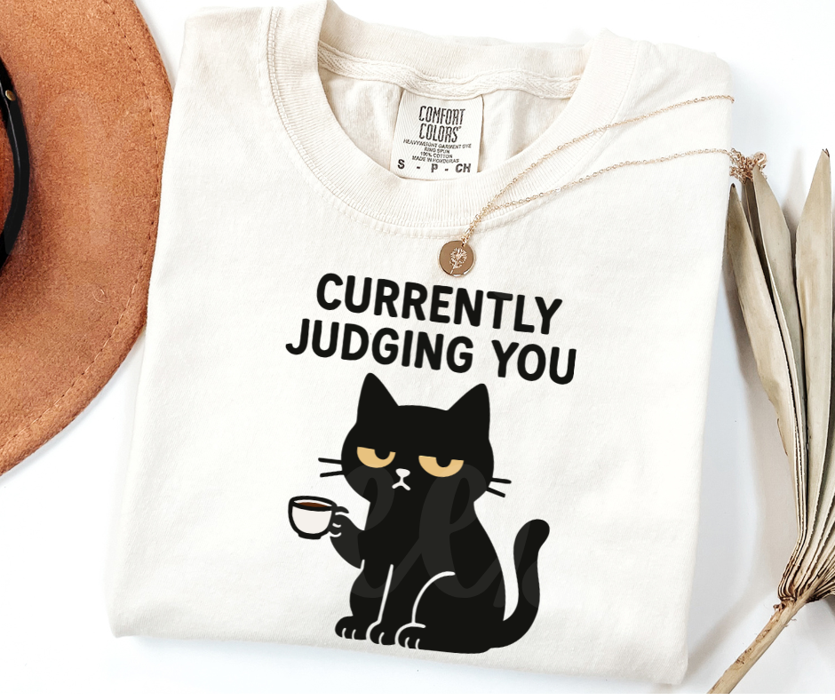 "Judging You" Sarcastic Cat Design Unisex heavyweight t-shirt