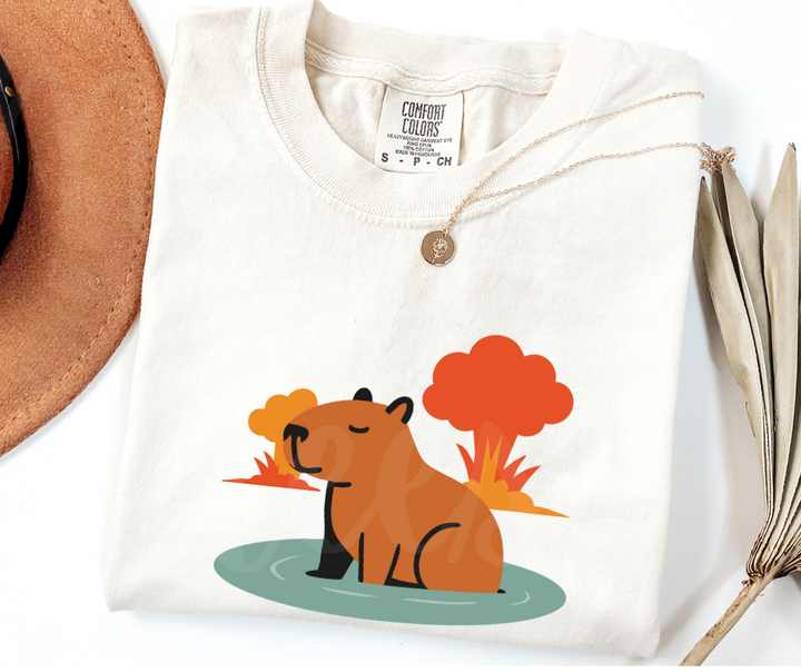 "Explosive Capybara" Sarcastic Design Unisex heavyweight t-shirt
