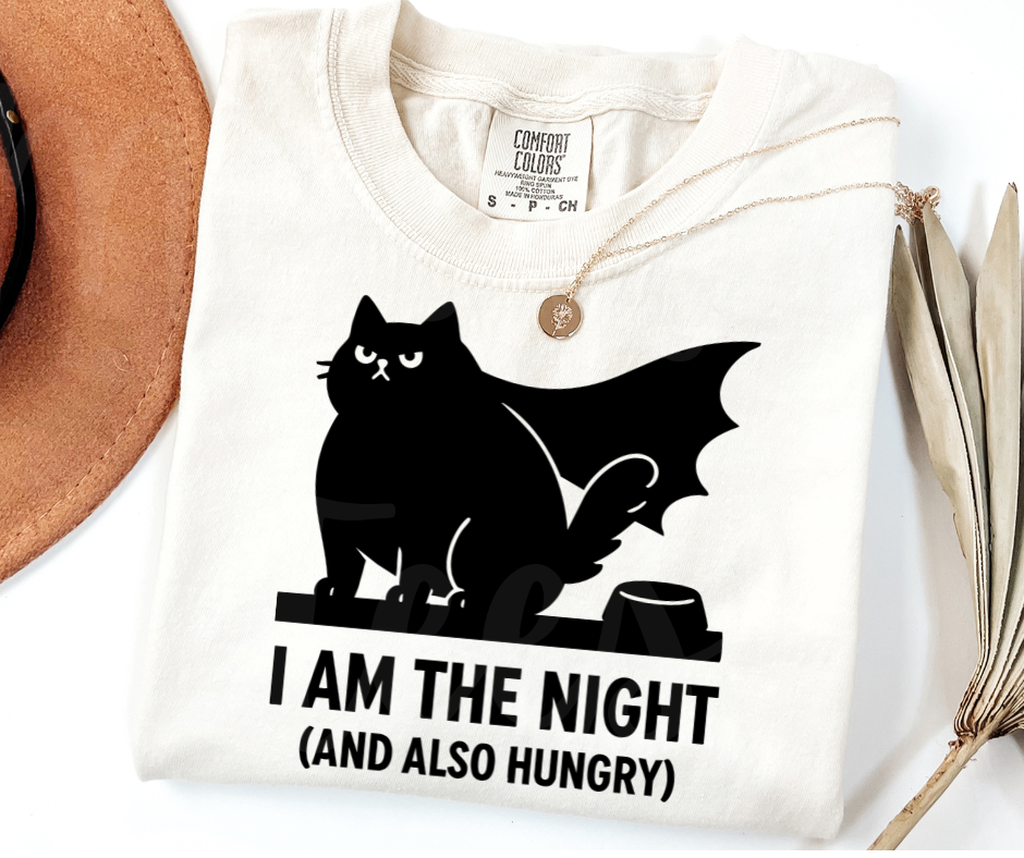 "I Am The Night" Sarcastic Cat Design Unisex heavyweight t-shirt