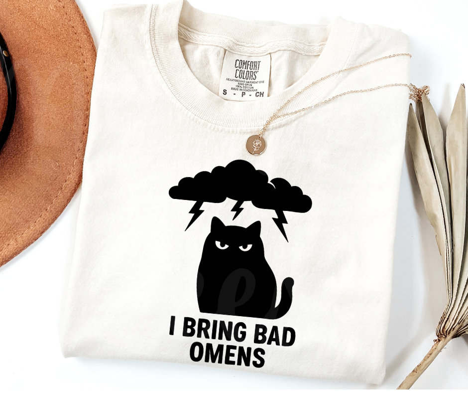 "Bad Omens" Sarcastic Cat Design Unisex heavyweight t-shirt