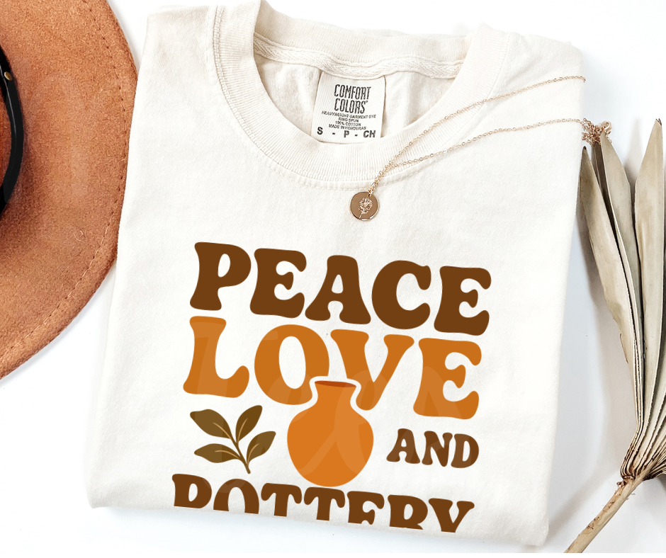 "Peace Love Pottery" Funny Design Pottery Clay Hobby Inspired Unisex heavyweight t-shirt