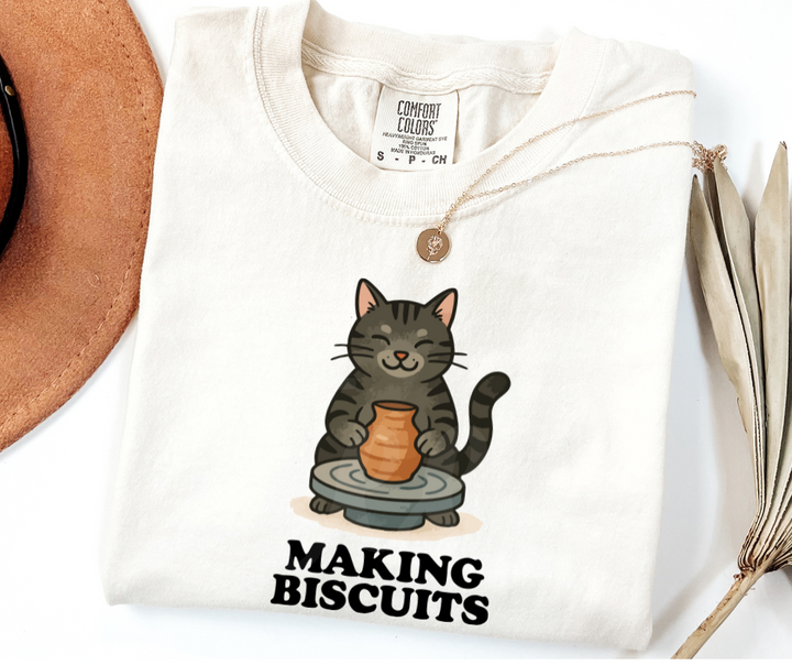 "Making Biscuits" Funny Design Pottery Clay Hobby Inspired Unisex heavyweight t-shirt