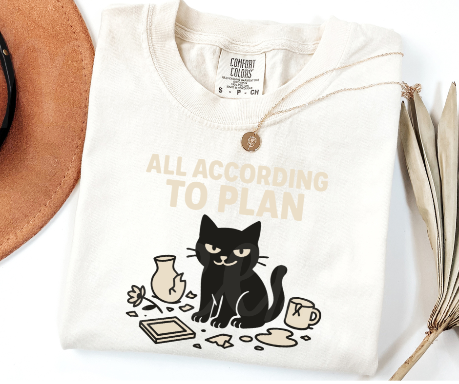 "All According to Plan" Sarcastic Cat Design Unisex heavyweight t-shirt
