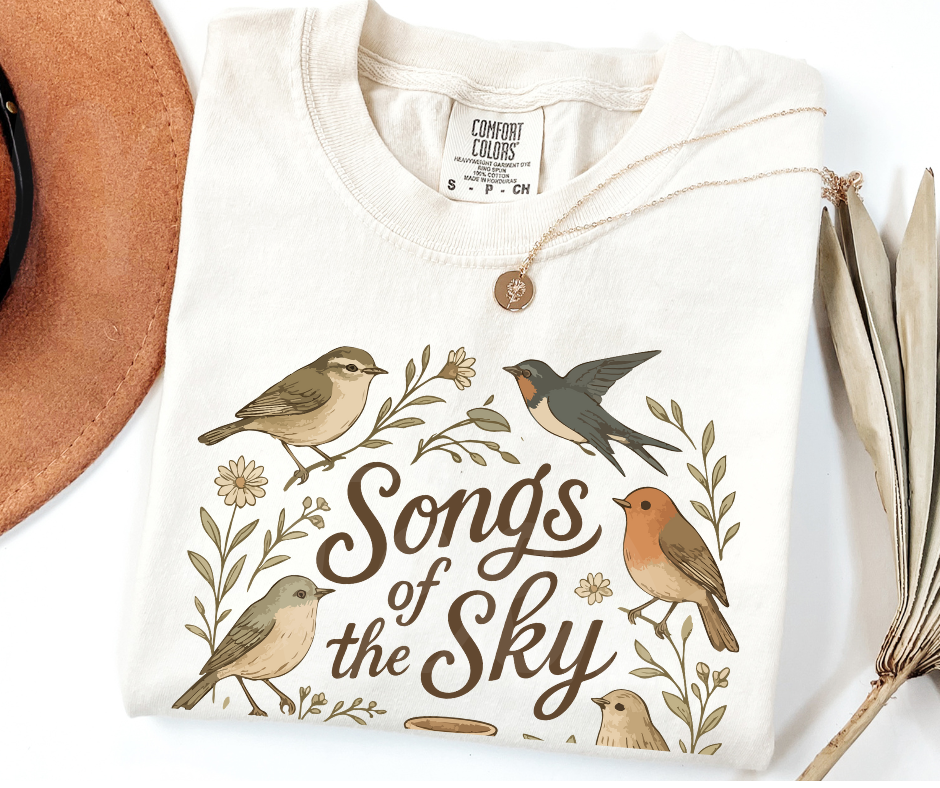 "Songs of the Sky" Birdwatching Design Birds and Nature Inspired Unisex heavyweight t-shirt