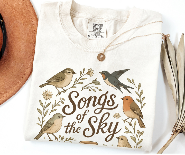 "Songs of the Sky" Birdwatching Design Birds and Nature Inspired Unisex heavyweight t-shirt