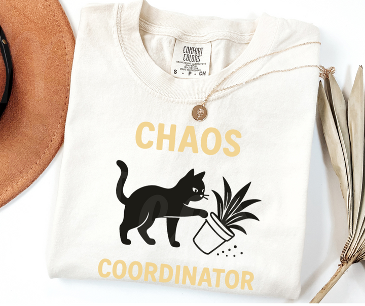 "Chaos Cordinator" Sarcastic Cat Design Unisex heavyweight t-shirt