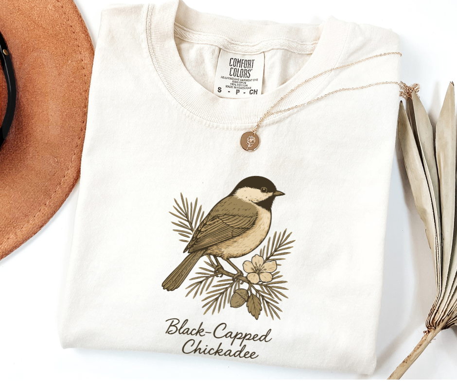 "Black-Capped Chikadee" Birdwatching Design Birds and Nature Inspired Unisex heavyweight t-shirt