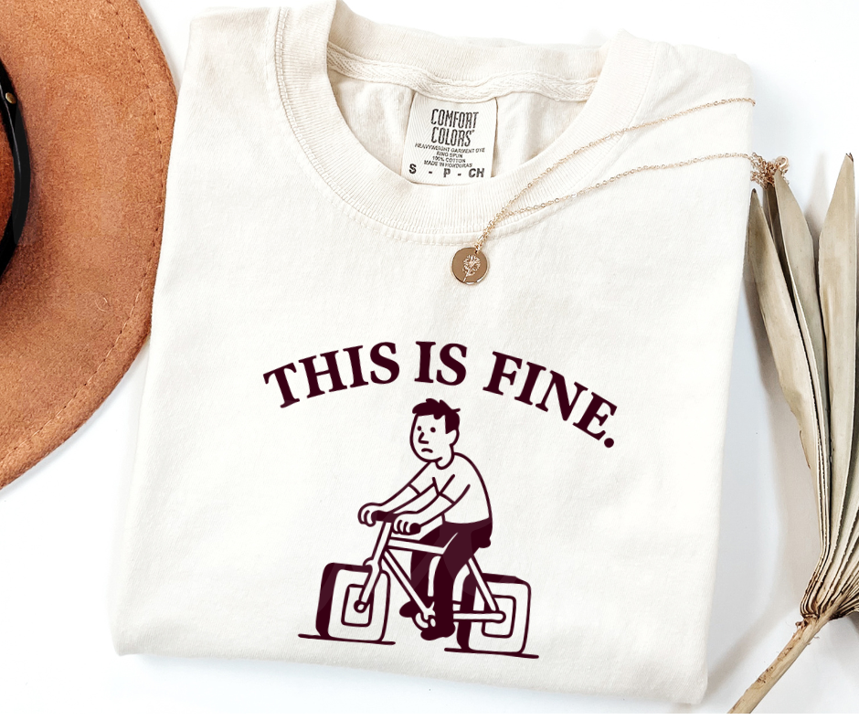 "This Is Fine" Sarcastic Design Unisex heavyweight t-shirt