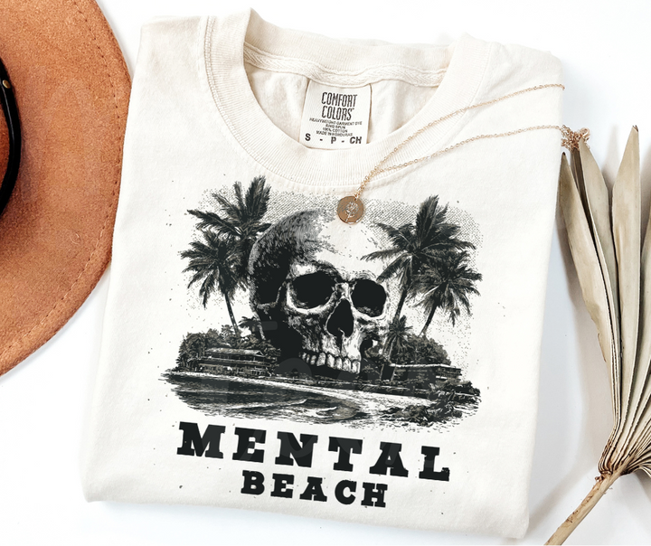 "Mental Beach" Sarcastic Design Unisex heavyweight t-shirt
