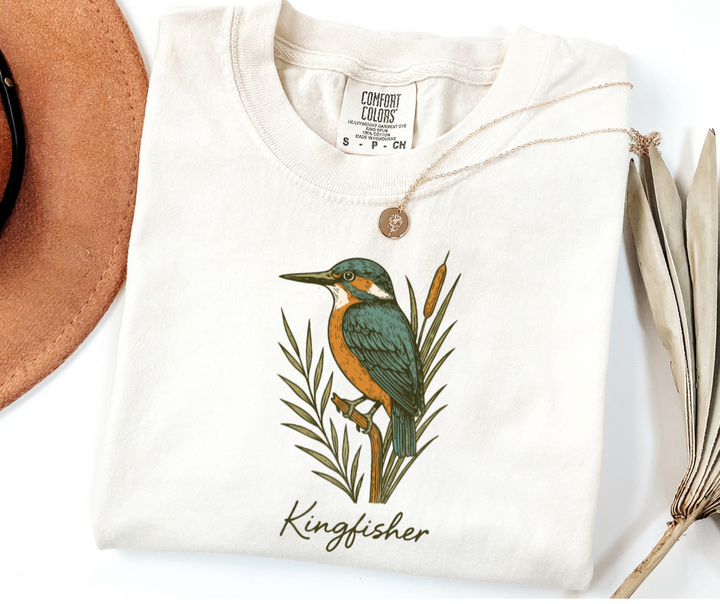 "Kingfisher" Birdwatching Design Birds and Nature Inspired Unisex heavyweight t-shirt