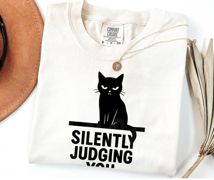 "Silently Judging" Sarcastic Cat Design Unisex heavyweight t-shirt