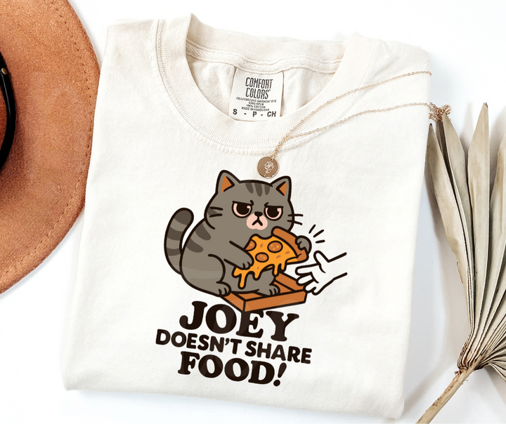 "Joey Doesn't Share Food" Sarcastic Design Friends Inspired Unisex heavyweight t-shirt
