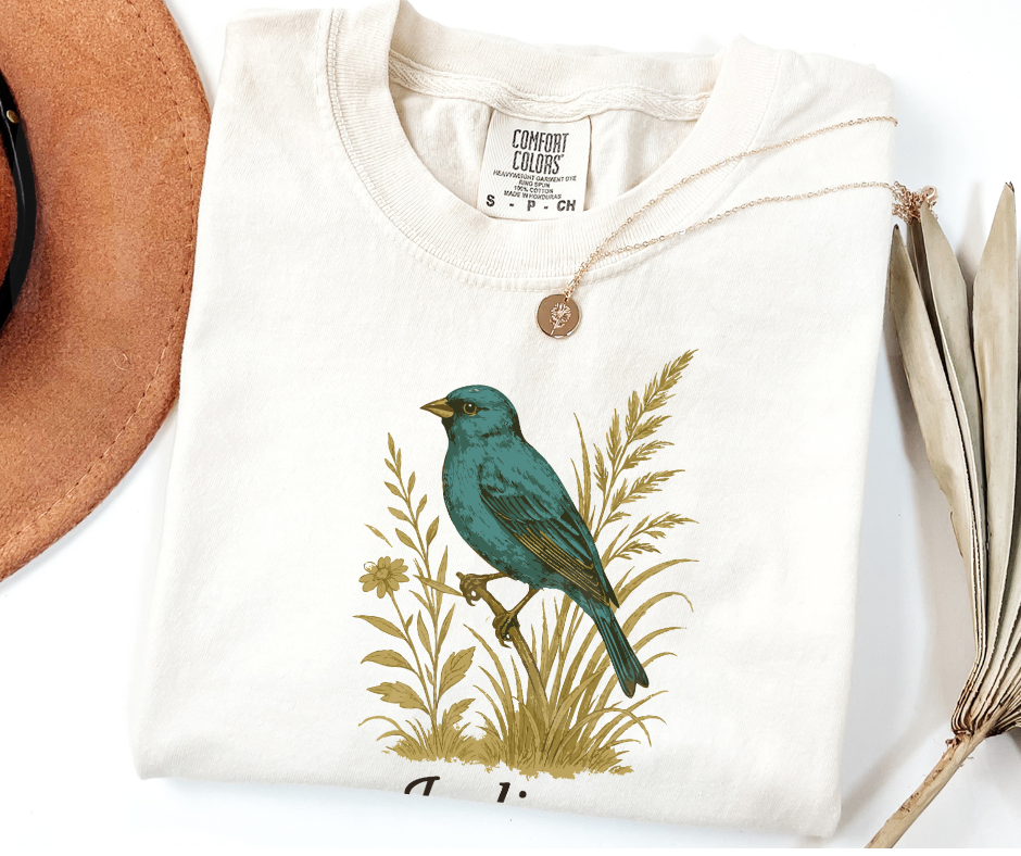 "Indigo Bunting" Birdwatching Design Birds and Nature Inspired Unisex heavyweight t-shirt