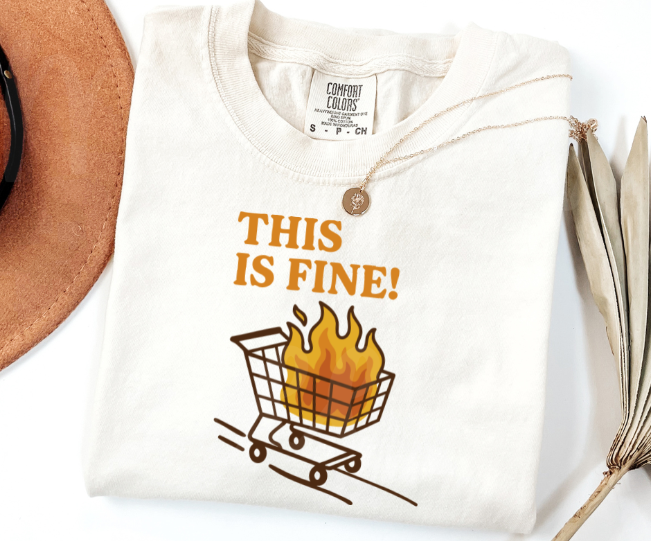 "This Is Fine" Sarcastic Design Unisex heavyweight t-shirt