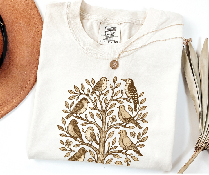 "Tree of Life" Birdwatching Design Birds and Nature Inspired Unisex heavyweight t-shirt