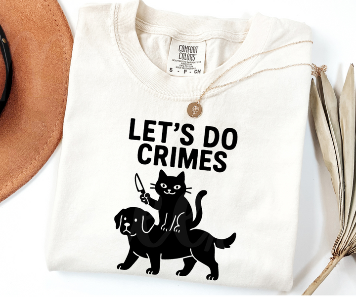 "Let's Do Crimes" Sarcastic Cat Design Unisex heavyweight t-shirt
