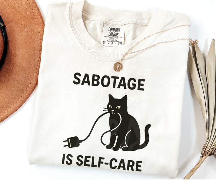 "Self Care" Sarcastic Cat Design Unisex heavyweight t-shirt