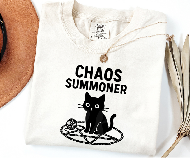 "Chaos Summoner" Sarcastic Cat Design Unisex heavyweight t-shirt