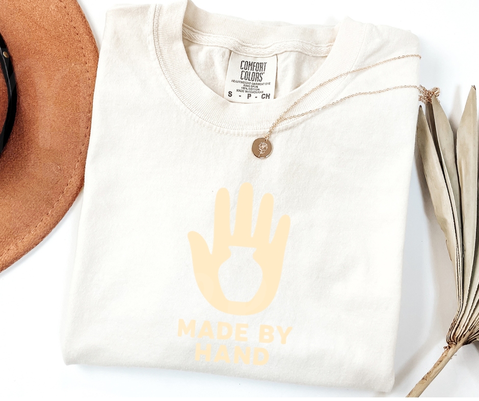 "Made By Hand" Funny Design Pottery Clay Hobby Inspired Unisex heavyweight t-shirt