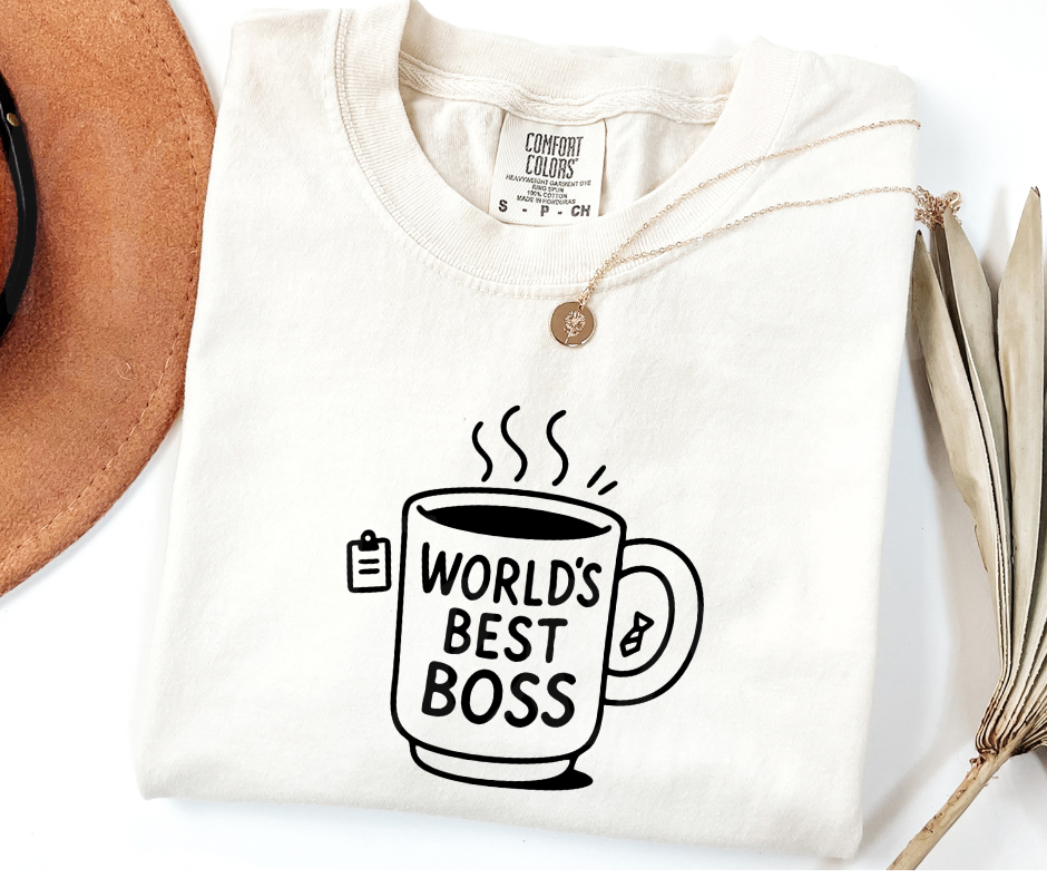 "World's Best Boss" Sarcastic Design The Office Inspired Unisex heavyweight t-shirt