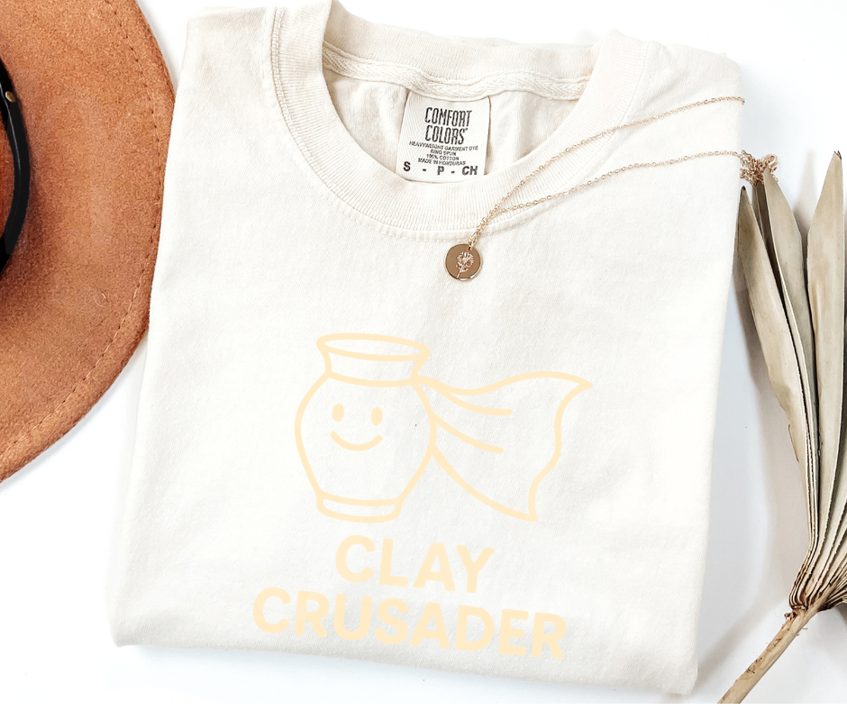 "Clay Crusader" Funny Design Pottery Clay Hobby Inspired Unisex heavyweight t-shirt