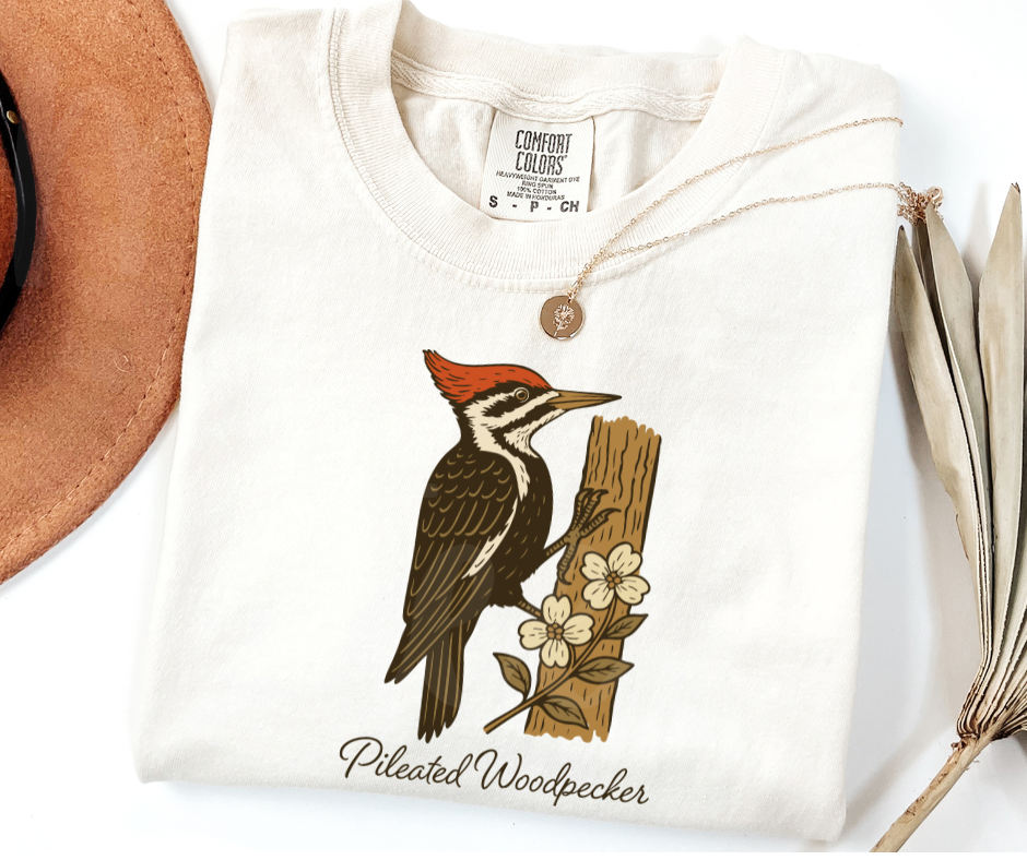 "Pileated Woodpecker" Birdwatching Design Birds and Nature Inspired Unisex heavyweight t-shirt