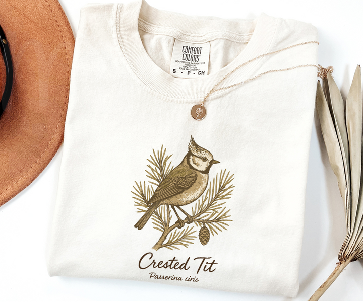 "Crested Tit" Birdwatching Design Birds and Nature Inspired Unisex heavyweight t-shirt
