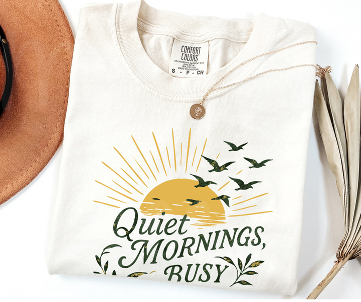"Quiet Mornings" Birdwatching Design Birds and Nature Inspired Unisex heavyweight t-shirt