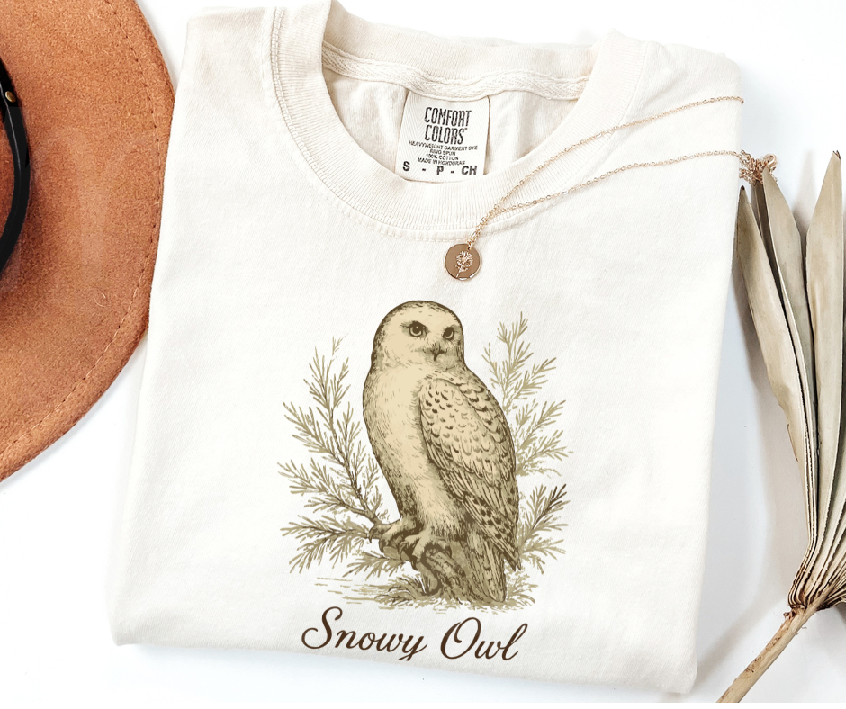 "Snowy Owl" Birdwatching Design Birds and Nature Inspired Unisex heavyweight t-shirt