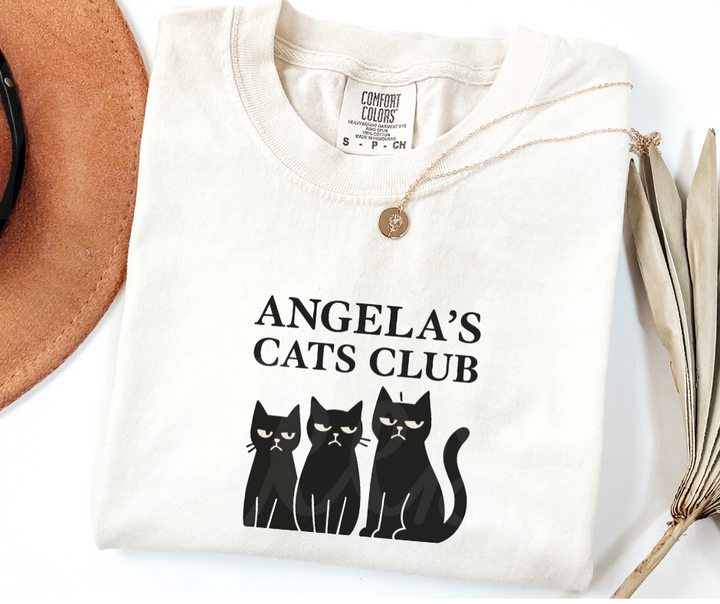 "Angela's Cat Club" Sarcastic Design The Office Inspired Unisex heavyweight t-shirt