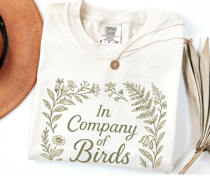 "In Company of Birds" Birdwatching Design Birds and Nature Inspired Unisex heavyweight t-shirt