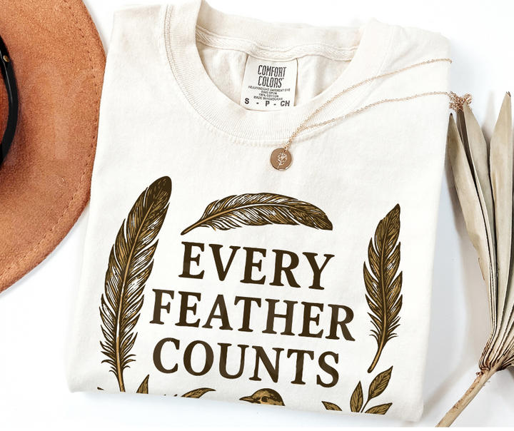 "Every Feather Counts" Birdwatching Design Birds and Nature Inspired Unisex heavyweight t-shirt