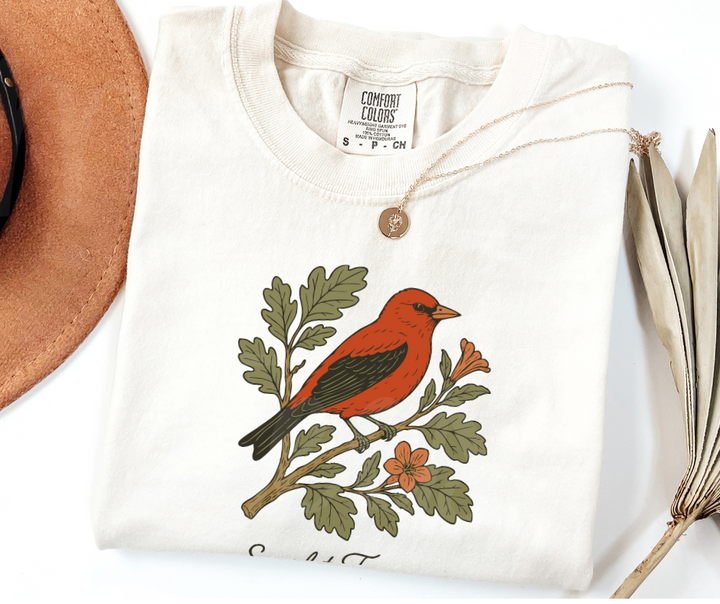 "Scarlet Tanager" Birdwatching Design Birds and Nature Inspired Unisex heavyweight t-shirt