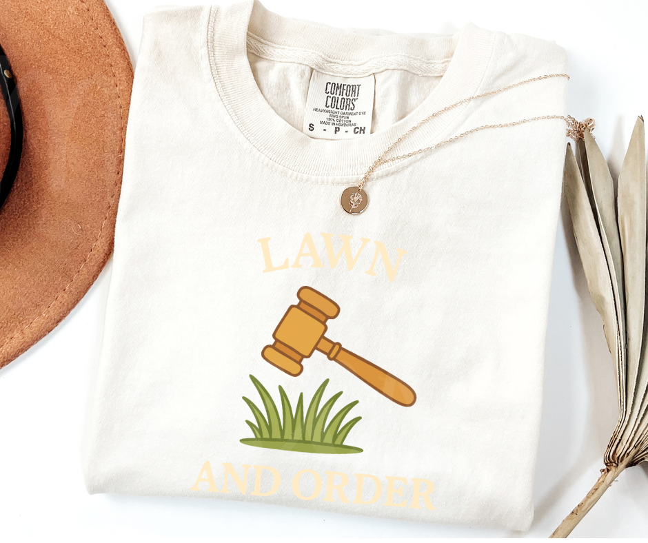"Lawn And Order" Funny Plant Lover Tee Design Unisex heavyweight t-shirt