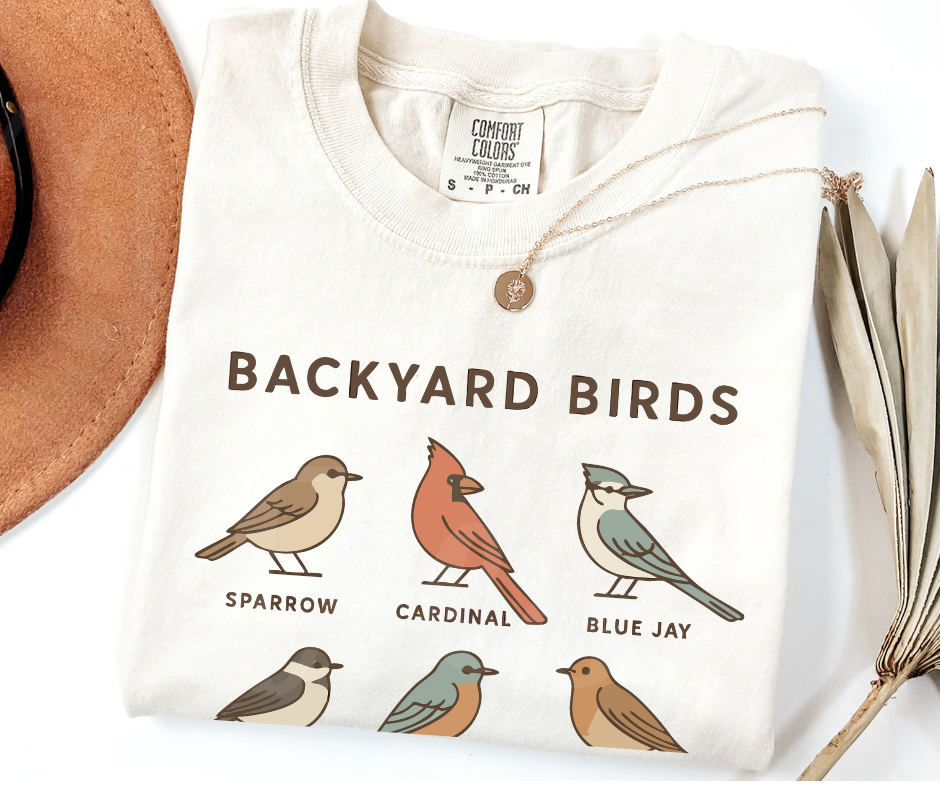 "Backyard Birds" Birdwatching Design Birds and Nature Inspired Unisex heavyweight t-shirt