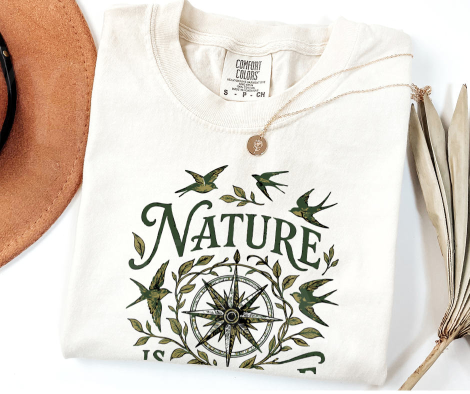 "Nature Is My Guide" Birdwatching Design Birds and Nature Inspired Unisex heavyweight t-shirt