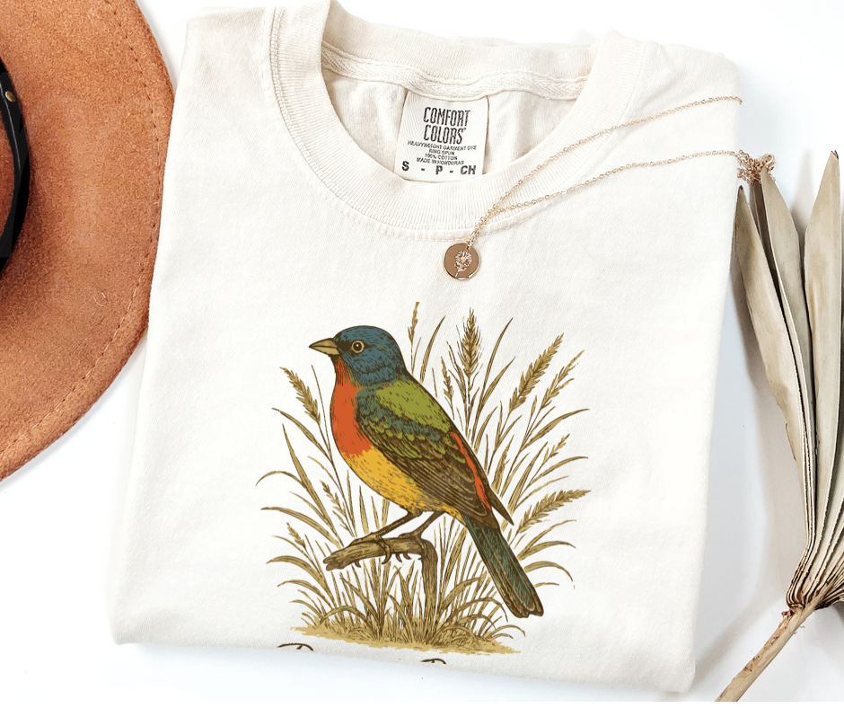 "Pointed Bunting" Birdwatching Design Birds and Nature Inspired Unisex heavyweight t-shirt