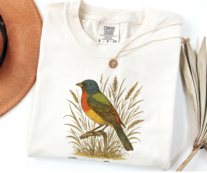 "Pointed Bunting" Birdwatching Design Birds and Nature Inspired Unisex heavyweight t-shirt
