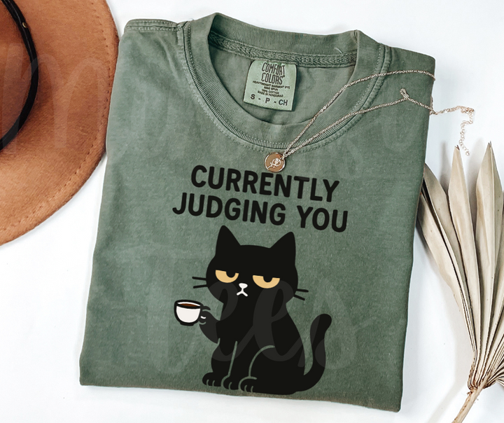 "Judging You" Sarcastic Cat Design Unisex heavyweight t-shirt