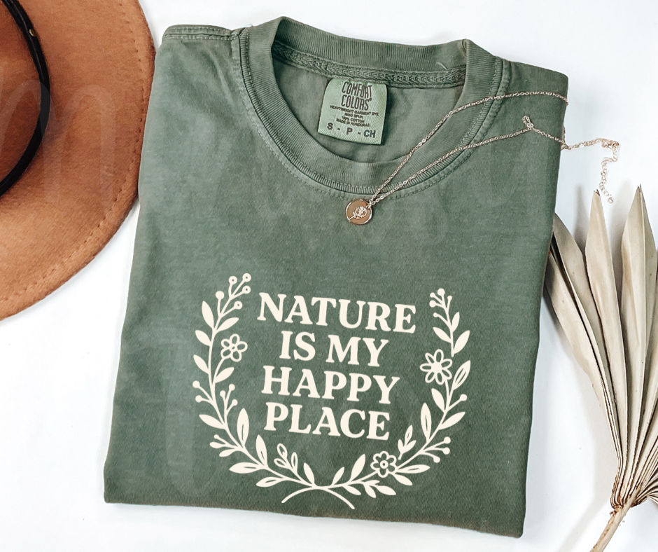 "Nature Is My Happy Place" Funny Plant Lover Tee Design Unisex heavyweight t-shirt