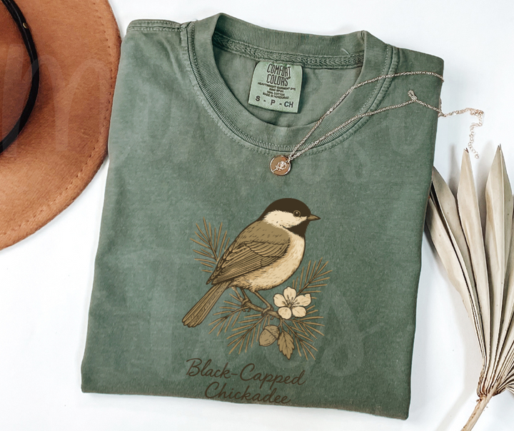 "Black-Capped Chikadee" Birdwatching Design Birds and Nature Inspired Unisex heavyweight t-shirt