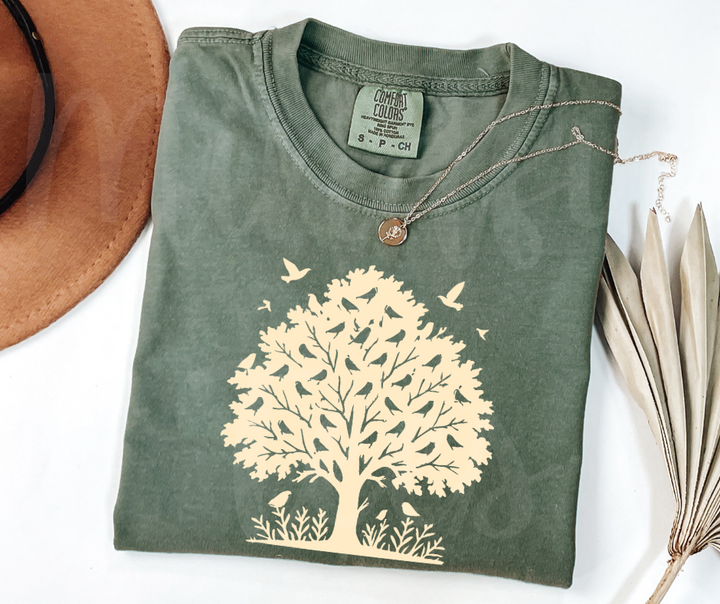 "Among The Branches" Birdwatching Design Birds and Nature Inspired Unisex heavyweight t-shirt