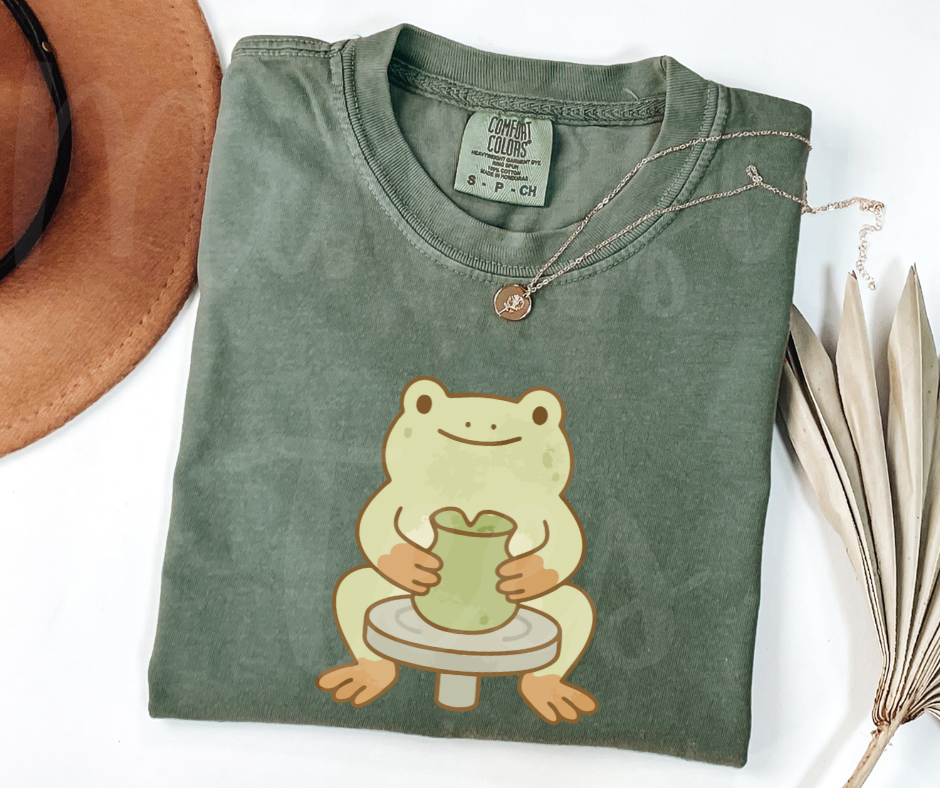 "Cute Frog" Funny Design Pottery Clay Hobby Inspired Unisex heavyweight t-shirt
